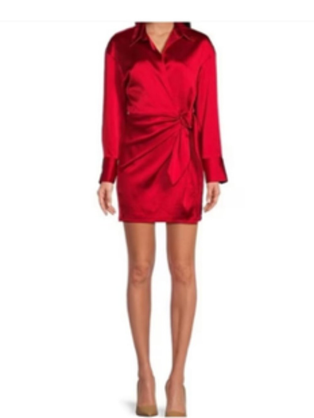 Gianni Bini Avery Satin Long Sleeve Wrap Dress NWT size 10